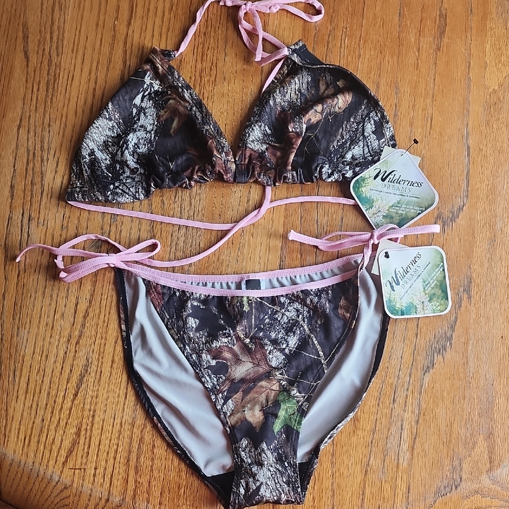 Wilderness Camouflage Bikini Set with Pink Accents